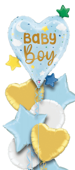 Baby Boy Heart and Stars Balloon