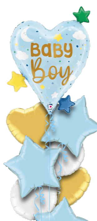 Baby Boy Heart and Stars Balloon