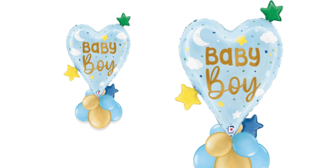 Baby Boy Heart and Stars Balloon