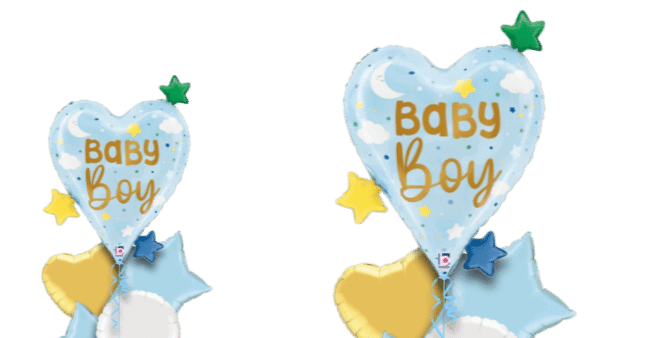 Baby Boy Heart and Stars Balloon