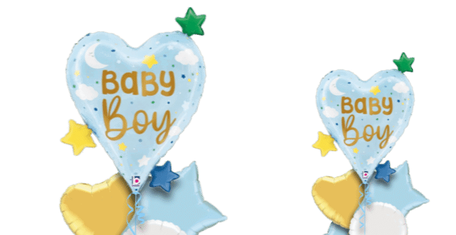 Baby Boy Heart and Stars Balloon