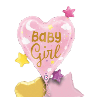 Baby Girl Heart and Stars Balloon