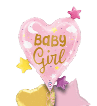 Baby Girl Heart and Stars Balloon