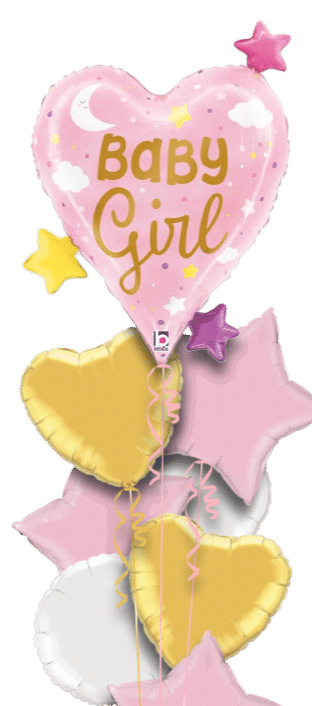 Baby Girl Heart and Stars Balloon