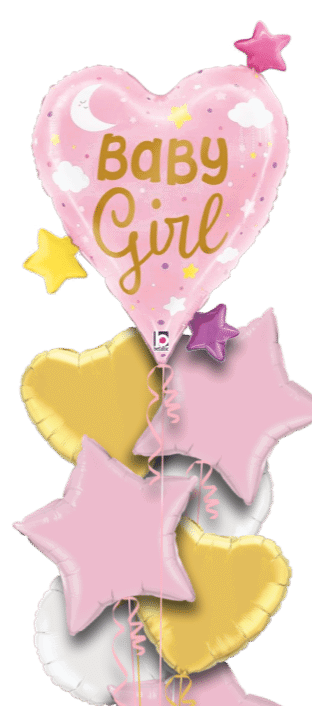 Baby Girl Heart and Stars Balloon