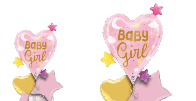 Baby Girl Heart and Stars Balloon