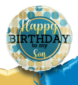 Birthday Blue and Gold Balloon