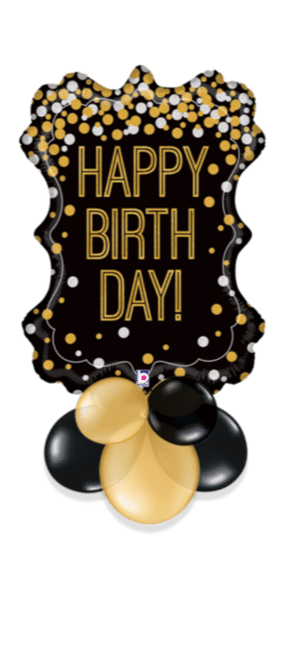 Birthday Gold and Black Frame Balloon