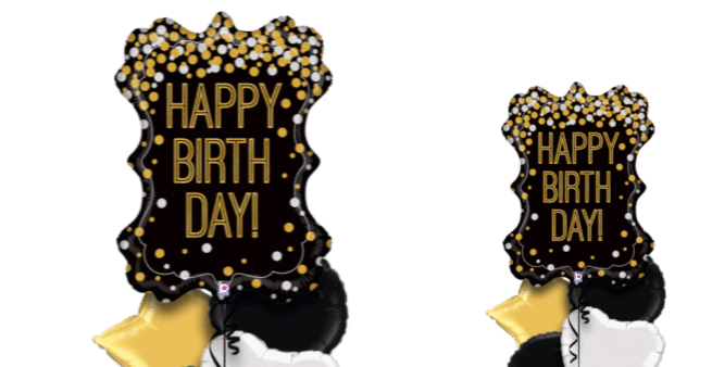 Birthday Gold and Black Frame Balloon