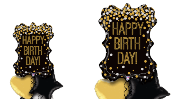 Birthday Gold and Black Frame Balloon