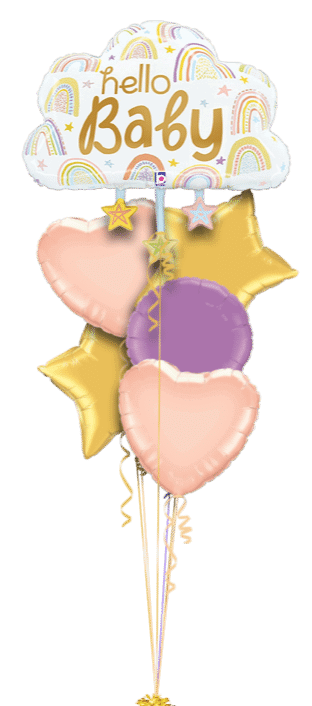 Hello Baby Rainbows and Stars Balloon