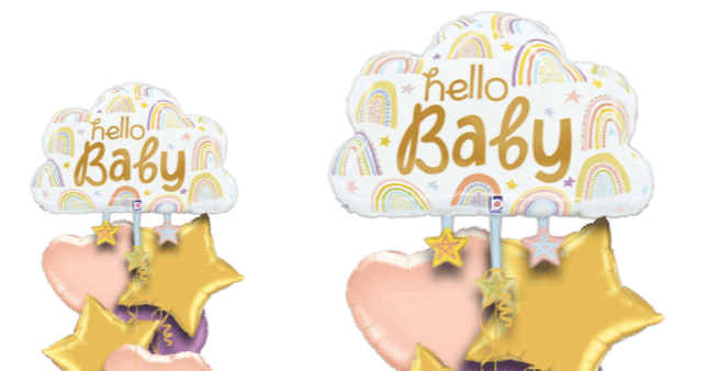Hello Baby Rainbows and Stars Balloon
