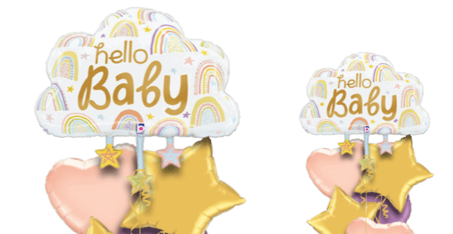 Hello Baby Rainbows and Stars Balloon