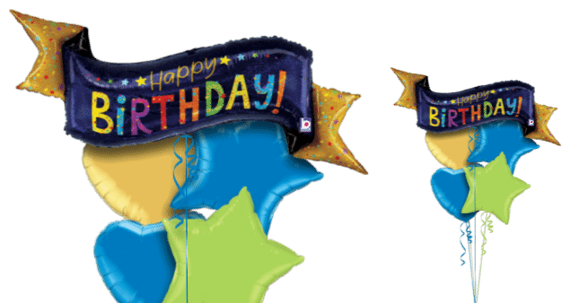 Blue Sparkle Birthday Banner Balloon