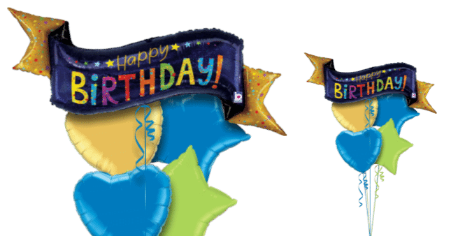 Blue Sparkle Birthday Banner Balloon