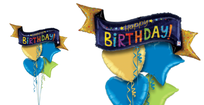 Blue Sparkle Birthday Banner Balloon
