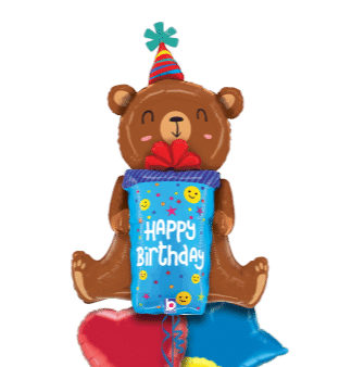Birthday Bear with Present Balloon