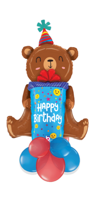 Birthday Bear with Present Balloon