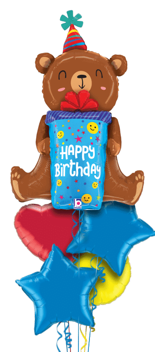Birthday Bear with Present Balloon