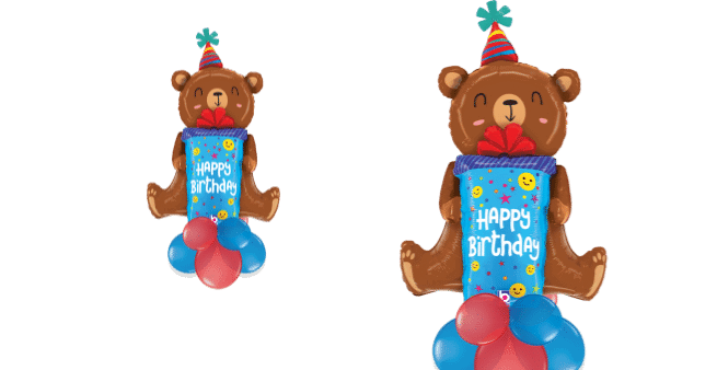 Birthday Bear with Present Balloon