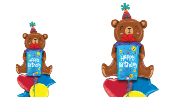 Birthday Bear with Present Balloon