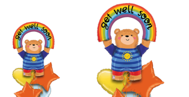 Get Well Bear with Rainbow Balloon