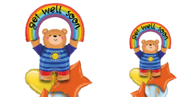 Get Well Bear with Rainbow Balloon