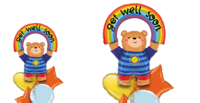 Get Well Bear with Rainbow Balloon