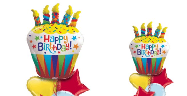 Bright Birthday Cake and Candles Balloon