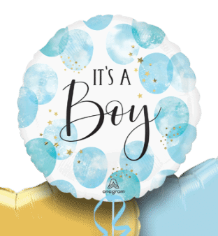It's a Boy Blue and Gold Star Balloon