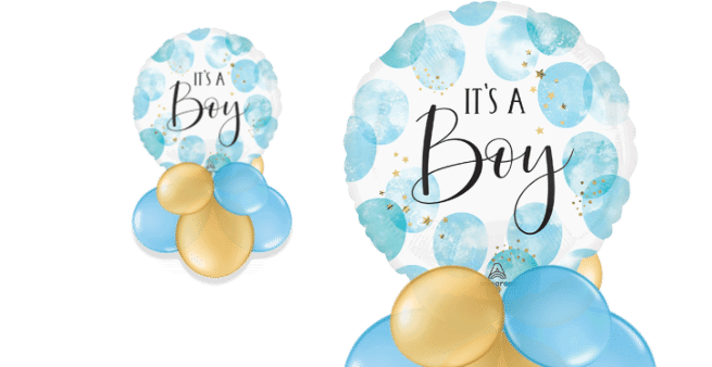 It's a Boy Blue and Gold Star Balloon