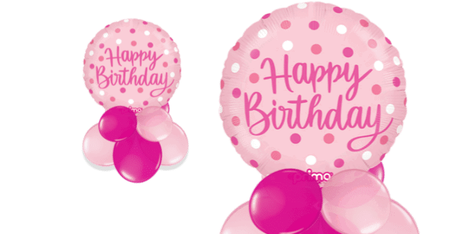 Pink Dots Birthday Balloon
