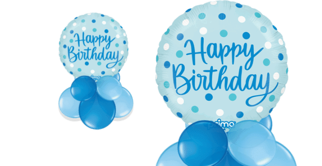 Blue Dots Birthday Balloon