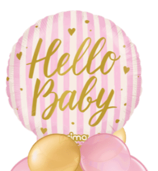 Hello Baby Pink Stripes Balloon