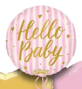 Hello Baby Pink Stripes Balloon