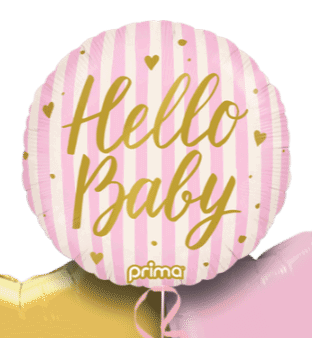 Hello Baby Pink Stripes Balloon