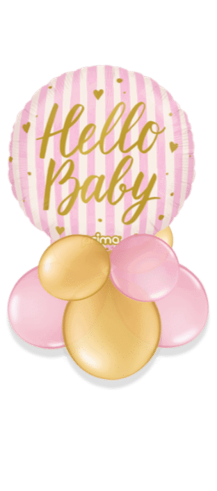 Hello Baby Pink Stripes Balloon