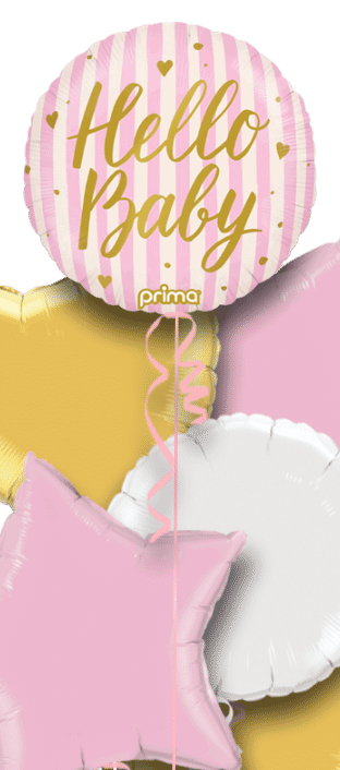 Hello Baby Pink Stripes Balloon
