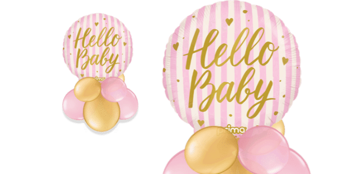 Hello Baby Pink Stripes Balloon