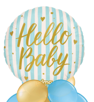 Hello Baby Blue Stripes Balloon