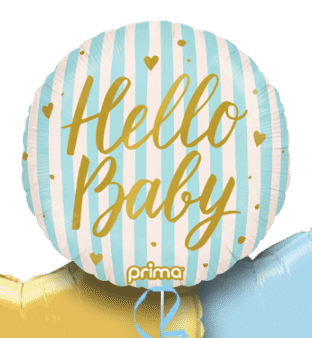Hello Baby Blue Stripes Balloon