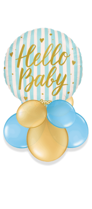 Hello Baby Blue Stripes Balloon