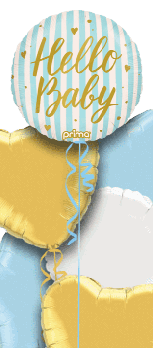 Hello Baby Blue Stripes Balloon