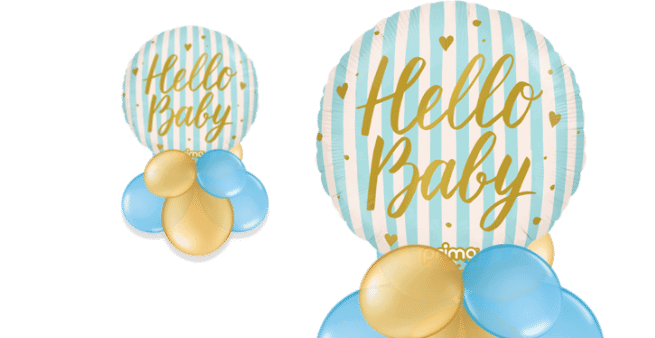 Hello Baby Blue Stripes Balloon