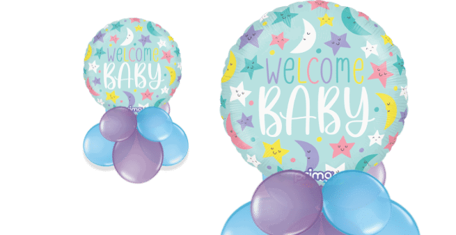 Welcome Baby  Stars and Moons Balloon