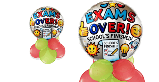 School's Finished Exams Over Balloon