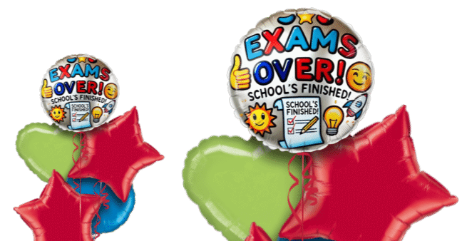 School's Finished Exams Over Balloon