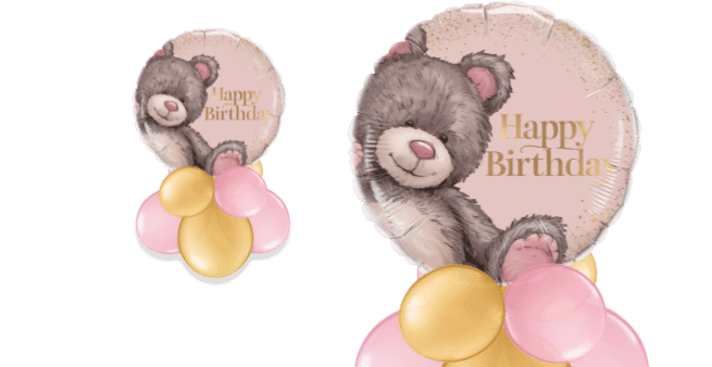 Birthday Pink Bear Balloon