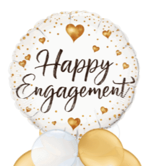 Happy Engagement Gold Hearts Balloon