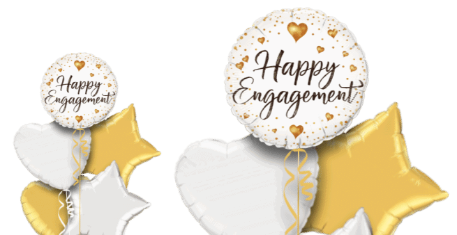 Happy Engagement Gold Hearts Balloon